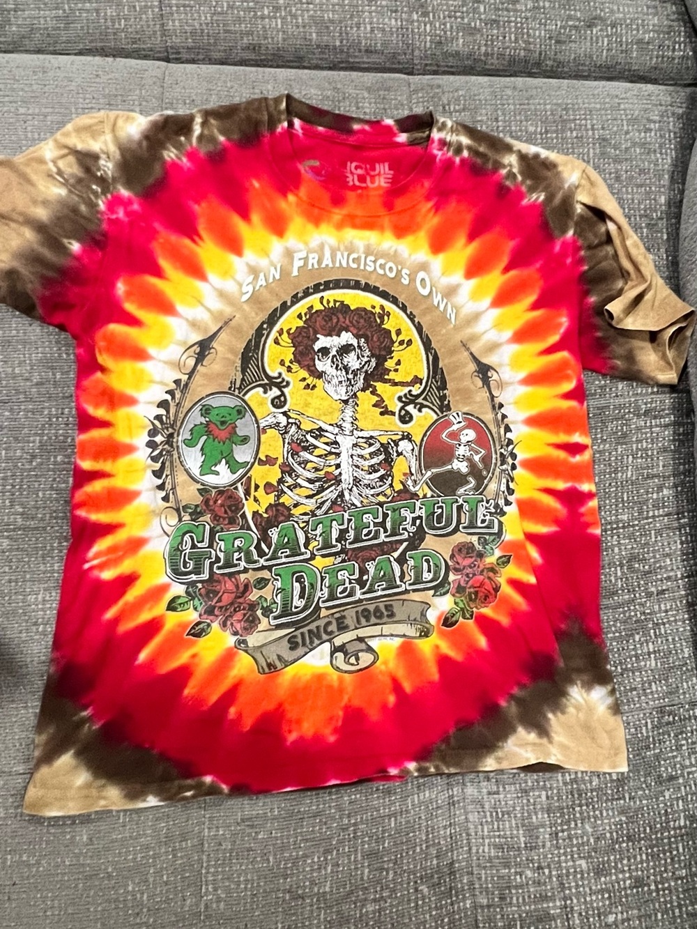 Liquid Blue Grateful Dead Tie-Dye Tee - Red, Yellow, Brown